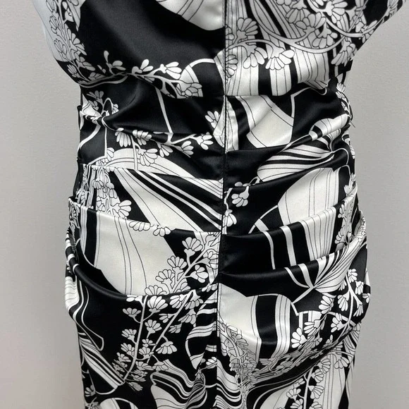 London Times Women's Black & White Midi Length Bodycon Cocktail Dress Size 10 - Picture 4 of 9